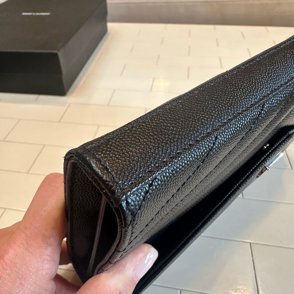 SAINT LAURENT Classic Black Cassandre Chain Wallet with Silver Hardware (NWT) - Picture 3 of 10